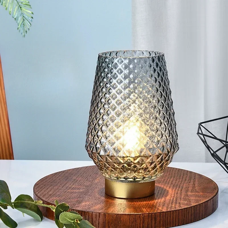 Led Lamp Transparent Glass Lampshade Living Room Decoration Glass Bottle Desk Lamp