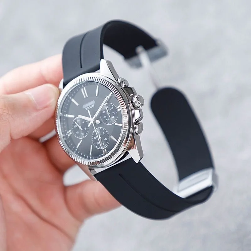 ينطبق 20MM التقليدية ووتش حزام عالمي سيليكون المغناطيسي للطي مشبك ووتش استبدال حزام حزام الميكانيكية