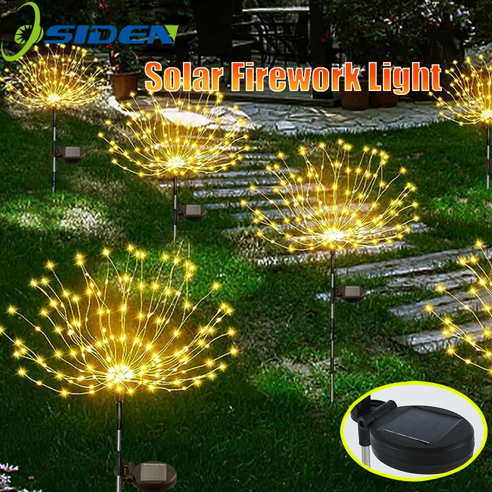 

490LED Solar Firework Lights Outdoor Waterproof Garden Flower Lights 1PCS Lawn Pathway Decoration Fairy Light 8 Lighting Modes