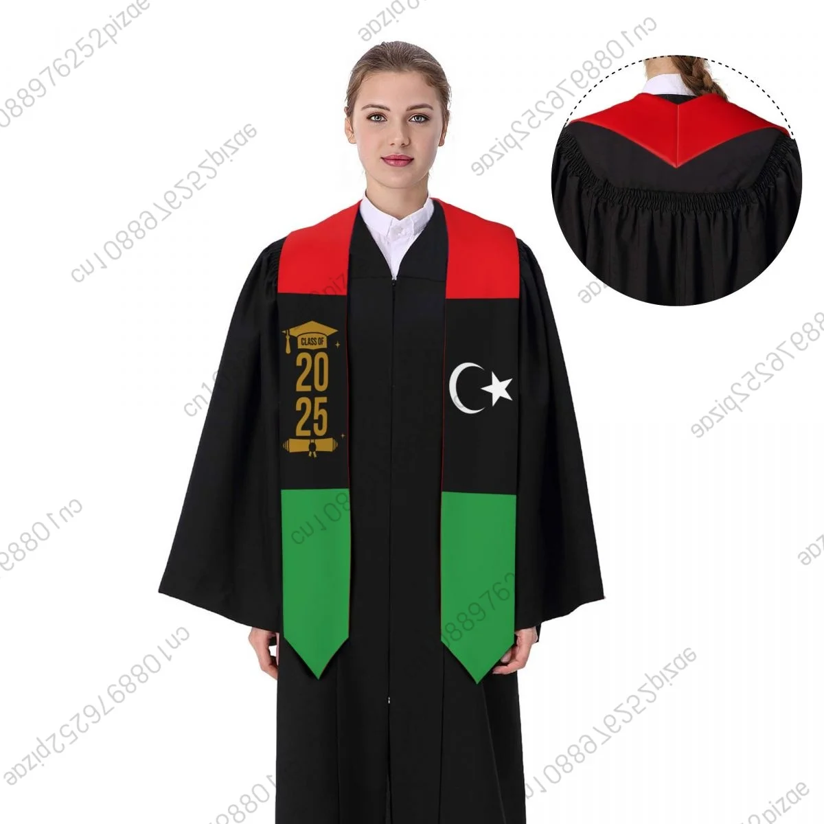 

Новый флаг Ливии, класс 2025, 183*13 см, выпускной палантин, шарф с поясом для международных студентов, гордый