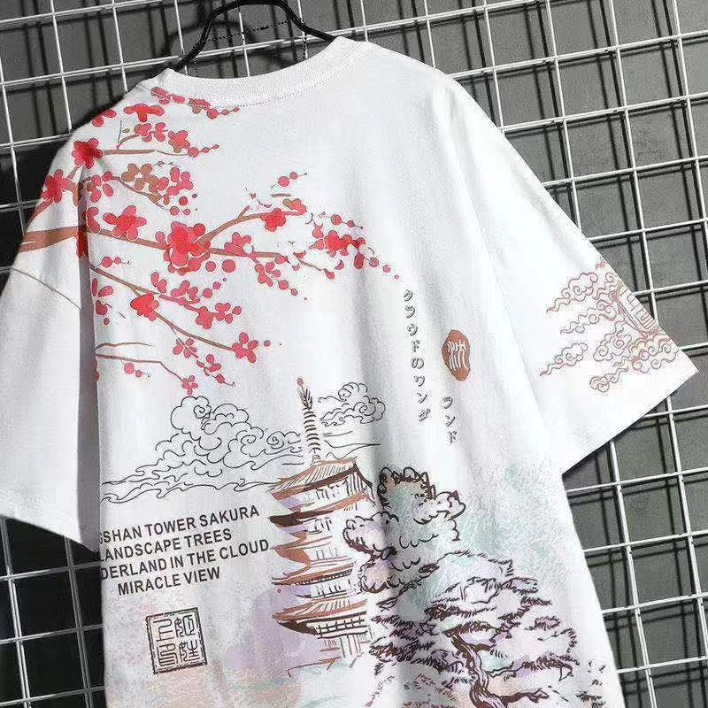 Men's Tops Trendy Popular Japanese Sakura T-shirts Summer Boy girls T-Shirts Women Mo Dao Zu Shi Streetwear couple T Shirt