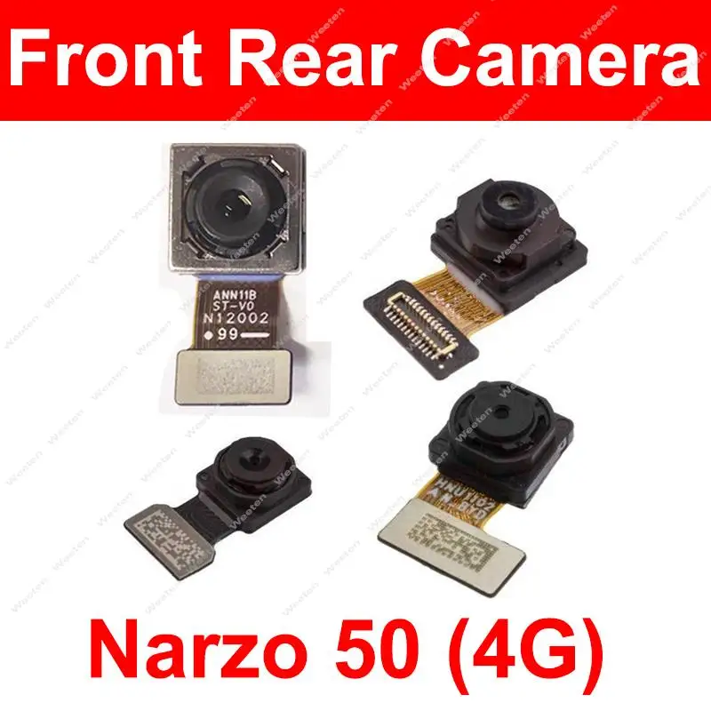 Front Back Primary Camera For Realme Narzo 50 4G Front Selfie Rear Main Camera Module Flex Cable Replacement Parts