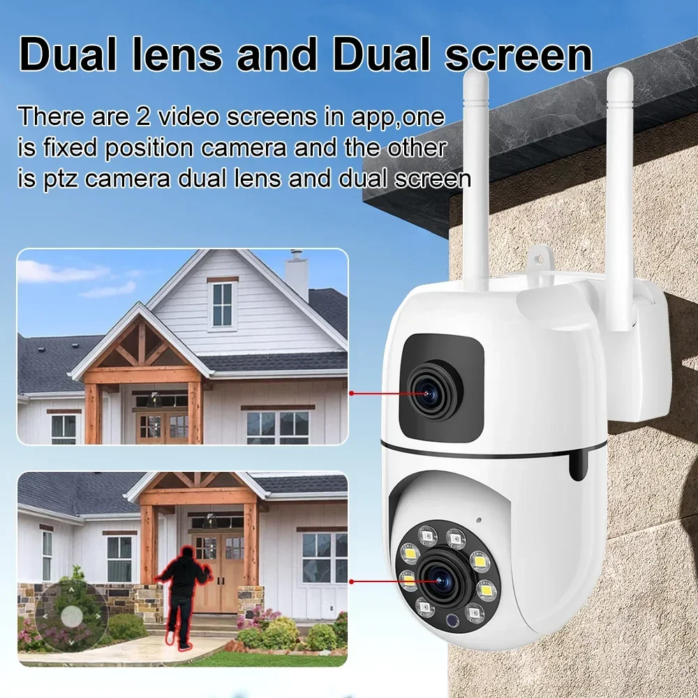 كاميرا IP لاسلكية بعدسة مزدوجة بدقة 5 ميجابكسل |   شاشة مزدوجة، تتبع تلقائي، رؤية ليلية ملونة، مراقبة CCTV بتكبير رقمي 5X