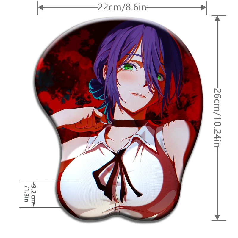 Chainsaw Man 3D Silicone Wrist Rest Mouse Pad Reze Cool Girl Kawaii Desk Pad Use Ergonomic Gaming Pad