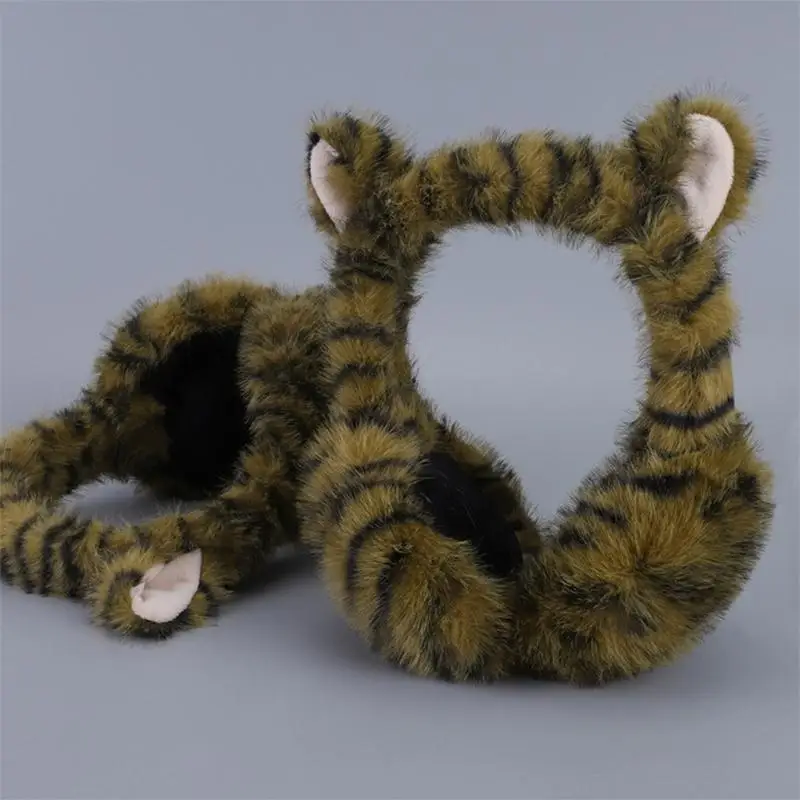 Orejeras con patrón gatos 652F, orejeras felpa cálidas para clima frío, orejeras para estudiantes dibujos animados para