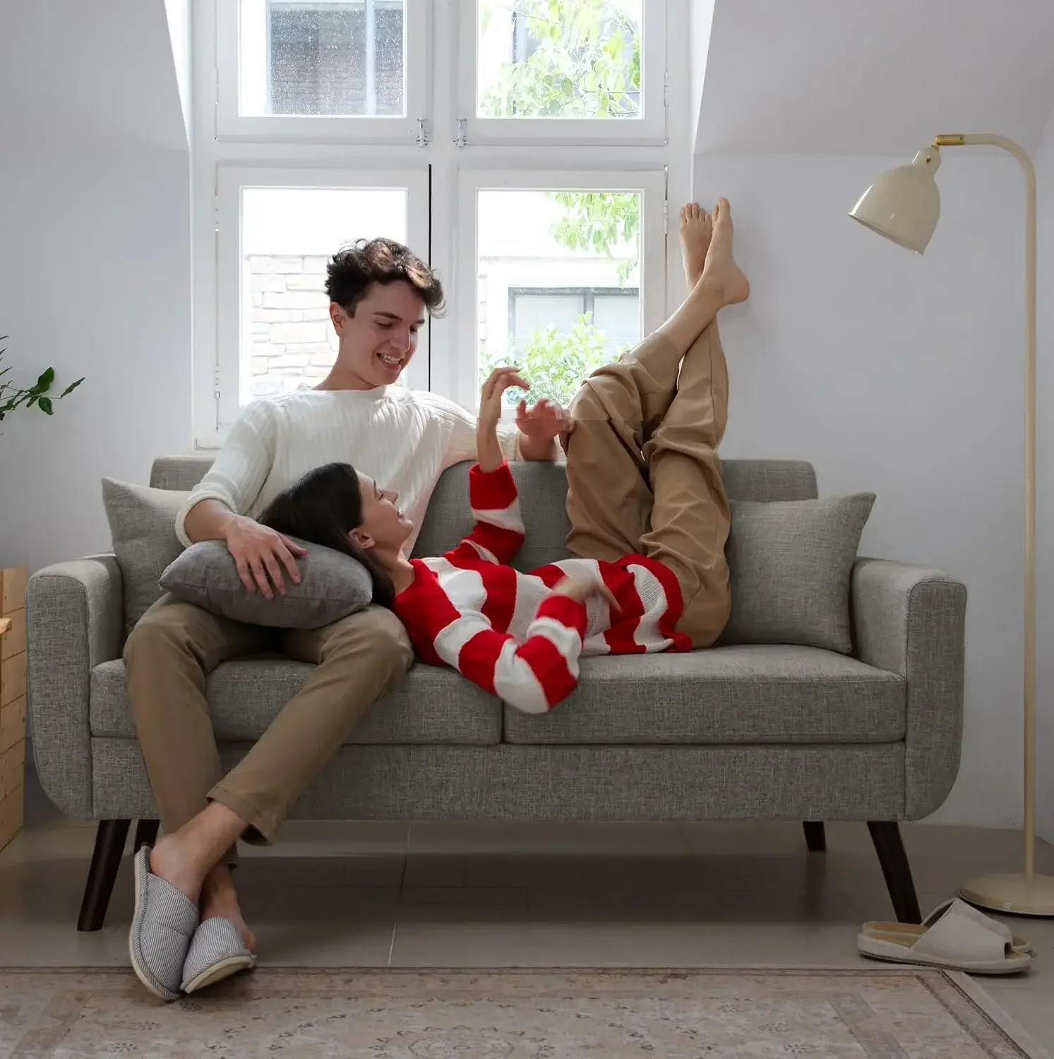 65" W Loveseat Sofa, Mid Century Modern Love Seat Couches for Living Room, Button Tufted Upholstered Small Couch for Bedroom, So - view 6
