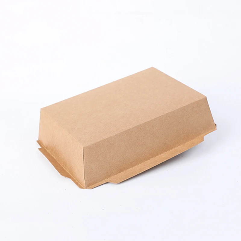 10Pcs Disposable Kraft Paper Lunch Box With Lid Food Containers Bento Cake Cookie Box Household Kitchen Accessories Supplies