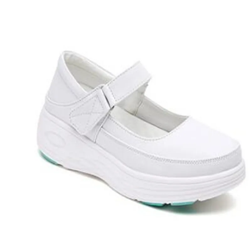 Genuine leather air cushion nurse shoes women\'s spring soft soles breathable thick soles women\'s shoes white medical shoes