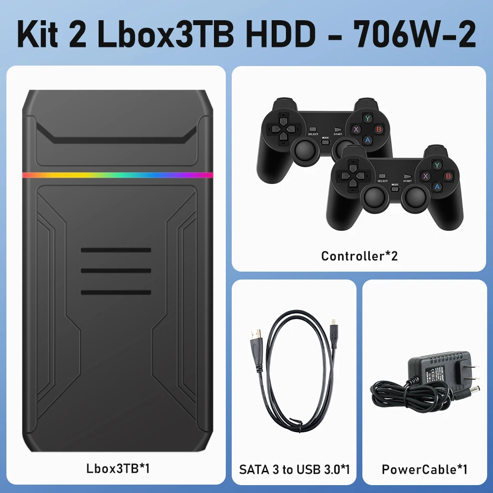 Top! launchbox 3TB Game Hard Drive Consoles For PS4/PS3/PS2/Gamecube/Switch/Xbox With 10000+ Games Game Consoles Plug&Play For