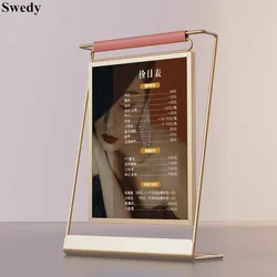 8 Inch Acrylic Price List Tag Sign Menu Paper Holder Display Stand Baby Wedding Birthday Gift Metal Photo Picture Frame