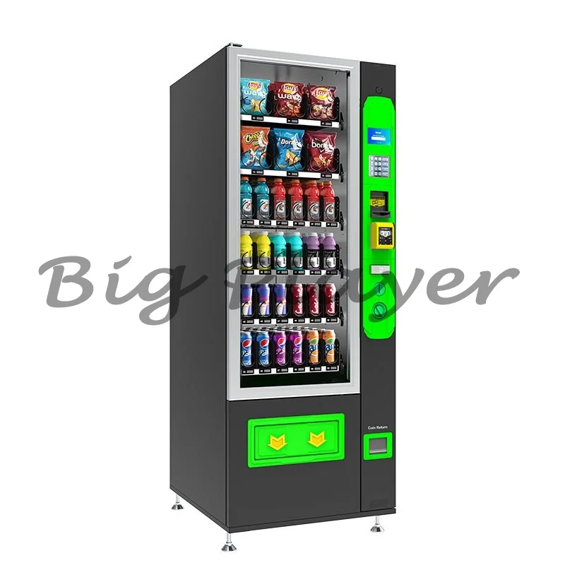 Distributore automatico automatico professionale nero per snack e bevande in vendita