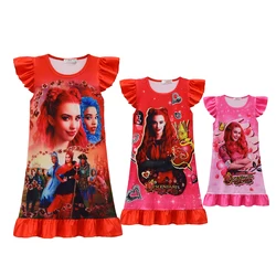 Girls Dress The Rise of Red D-Descendants Red Costume for Kids Baby Girls Printed Nightgown Children Summer Short Sleeve Pajamas