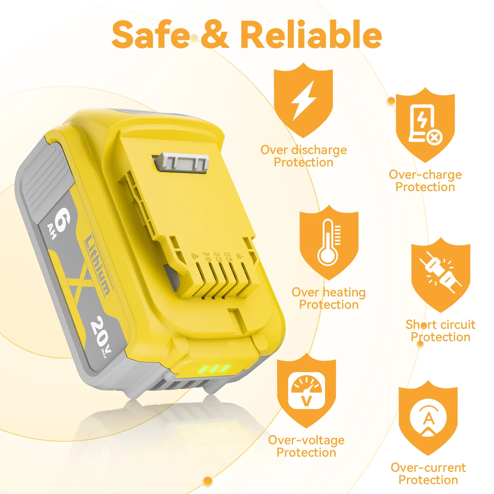Powtree 4000/6000mAh 18V/V para Dewalt Ferramenta De Poder Da Bateria para DCB180 20 DCB181 DCB182 DCB201 DCB201-2 DCB200 DCB200-2 DCB204-2