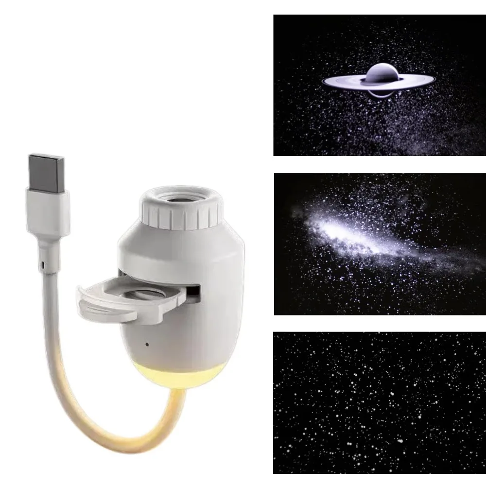 

Adjustable Focus Saturn Projection Light Large Range Projection 360° Rotate Galaxy Projector USB Powered