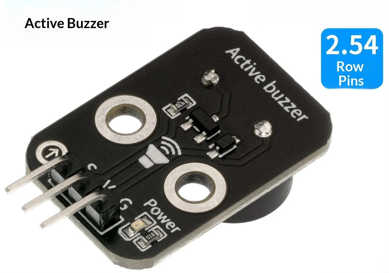 An active buzzer module with a sound alert function and a sensor is compatible with the Arduino development board.