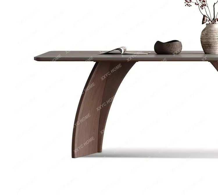 LS  solid wood rock slab dining table household small apartment modern simple high-end rectangular