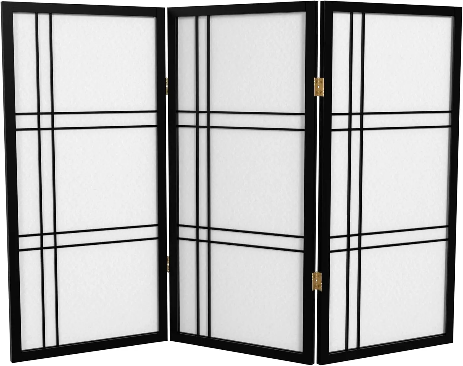 

3-Panel Black Shoji Screen - Compact Privacy Partition with Rice Paper and Wood Frame