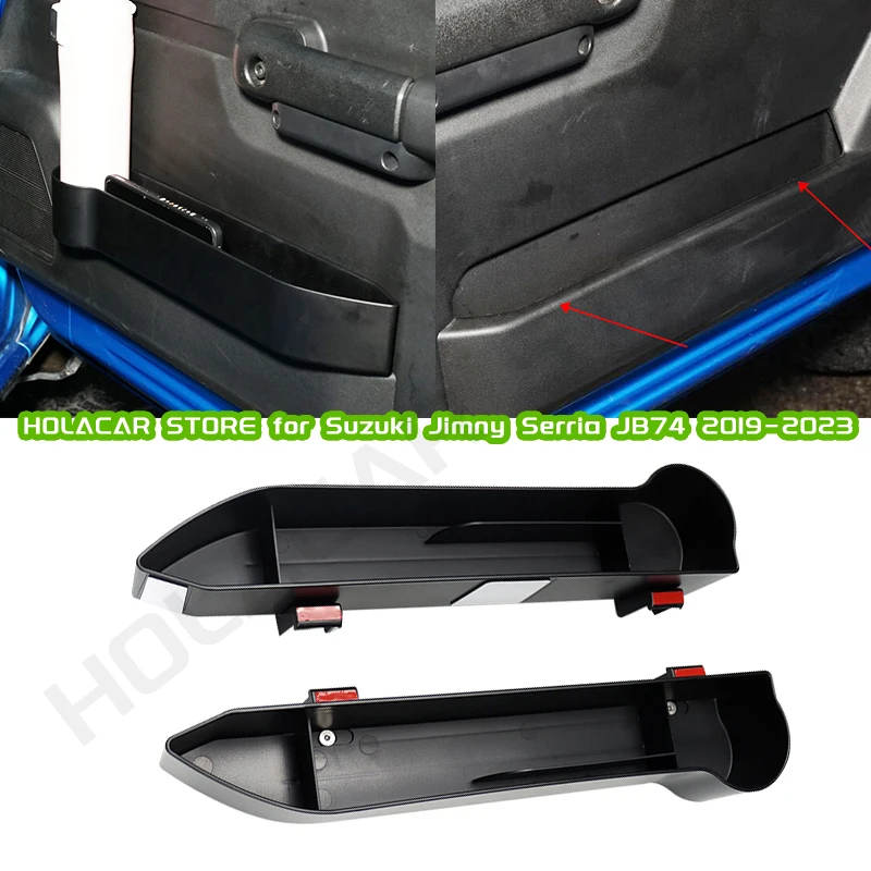 2PCS Side Door Storage Box Tray Organizer Phone Key Cup Drink Holder Bin Car Accessories For Suzuki Jimny JB64 JB74 2019-2023