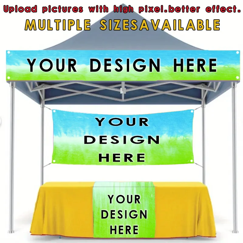 2D Flat, 1pc Customizable Tent Banners, Personalize with Your Brand's Text/Logo. It Requires No Electricity and Easy To Set Up.
