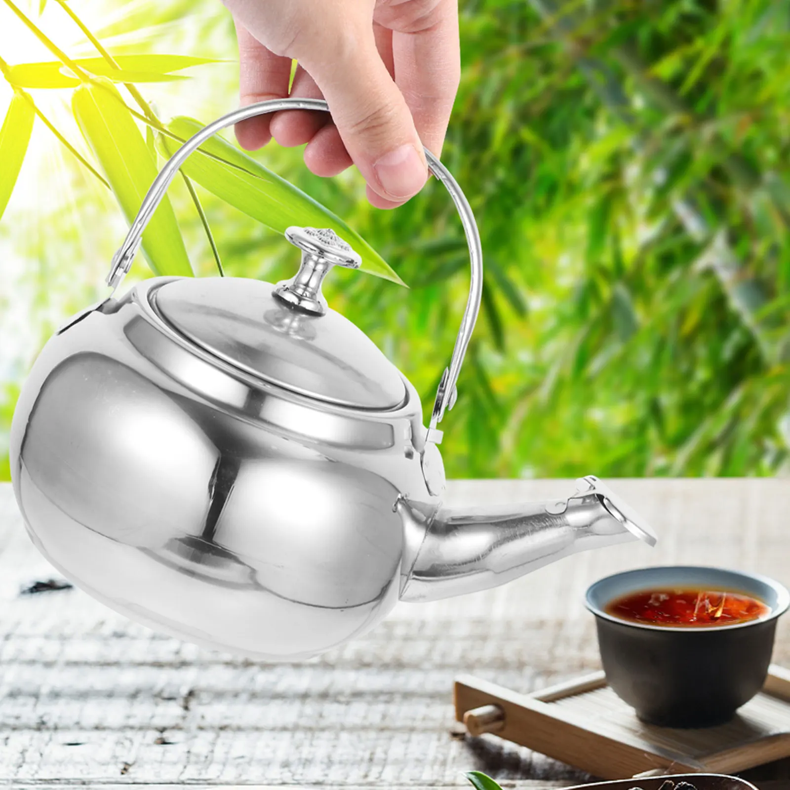 

Stainless Steel 14cm Silver Stainless Steel Tea Kettle Kettle for Home Kitchen Picnic Camping Travel Tea Making Water Heater