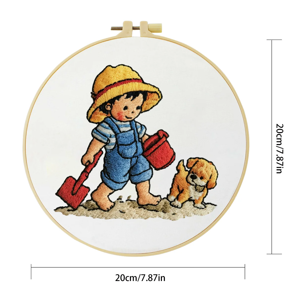 1 Stück 20x20 cm/15x15 cm 7,87/6,3 Zoll Stickerei-Starter-Set für Jungen, DIY-Kit, Stickerei-Set, Handarbeiten, Heimdekorations-Set für Anfänger – Detail 3