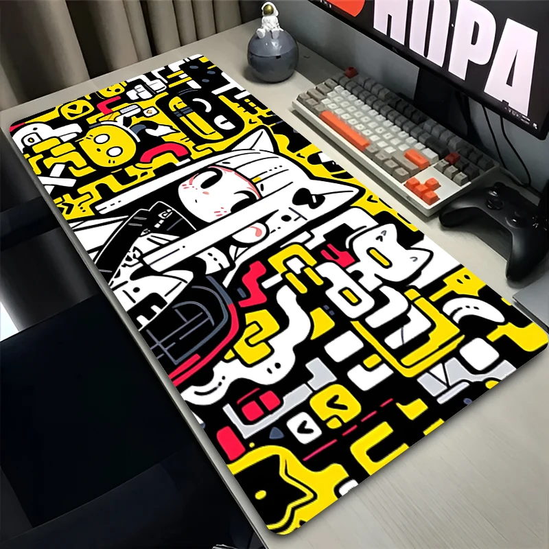 Mouse Pad PC Non Slip Rubber Mousepad Laptop Gamer Cabinet Keyboard Pad Office Computer Gaming Desk Mouse Mat HD Trendy Graffiti