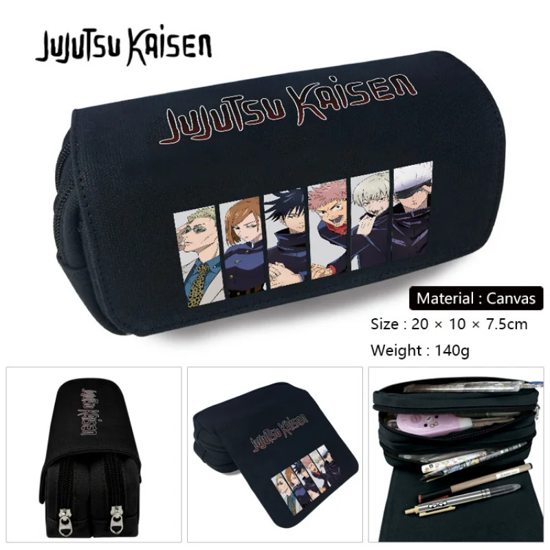 

Jujutsu Kaisen Anime Zipper Pencil Case Boy Girl Cosmetic Cases Canvas Student Penbag Travel Makeupbag Cartoon Stationery Bag