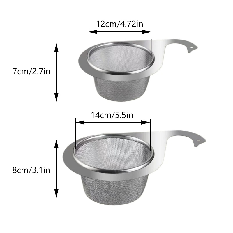 2Pcs(M+L) Stainless Steel Kitchen Filter Sink Strainer Basket Organizer Multi-functional Vegetables Fruits Washing Basket