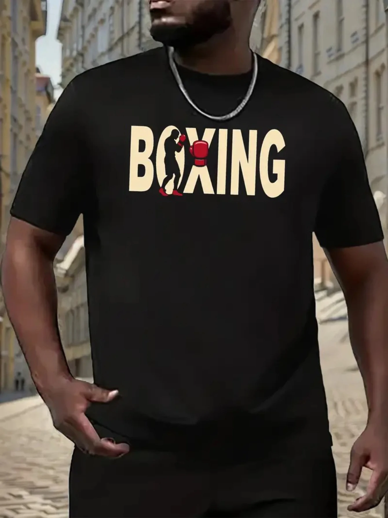 الرجال ملابس الرجال تي شيرت للجنسين الرجال 100% القطن تي شيرت غير رسمي مع الملاكمة الرسم رياضي طاقم الرقبة قصيرة الأكمام خفيفة الوزن #1