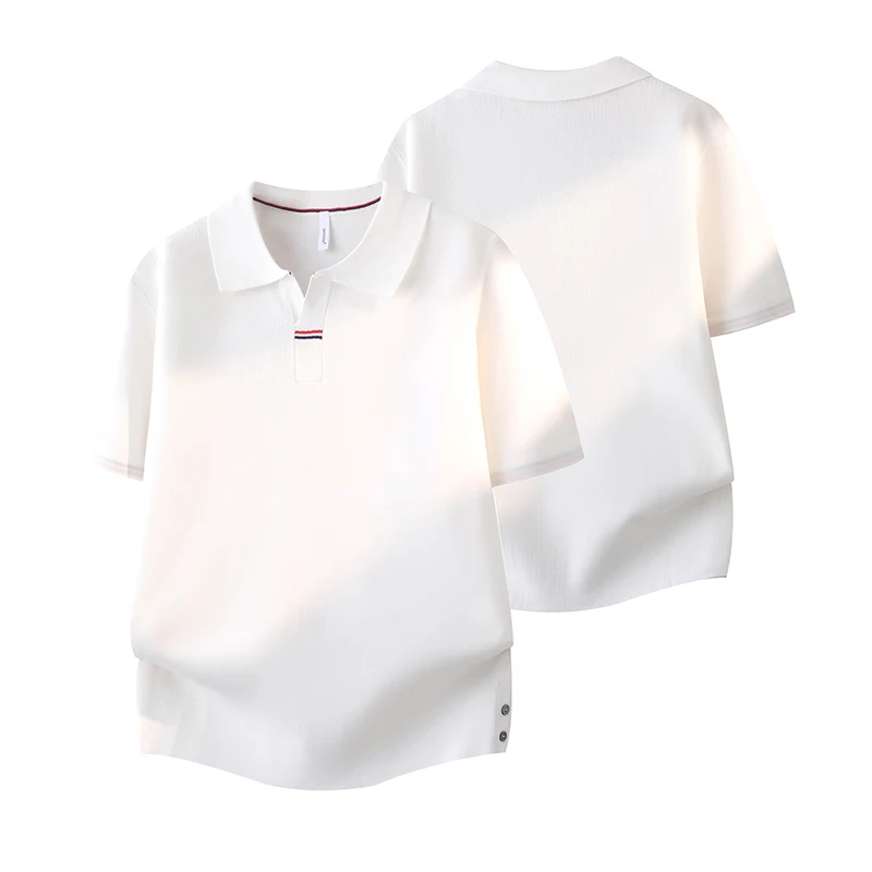 Summer New Light Luxury Men Simple T-Shirt Lapel Short-Sleeve Fashion Casual Knit Polo Shirt British Style Outdoor-Homewear Tops