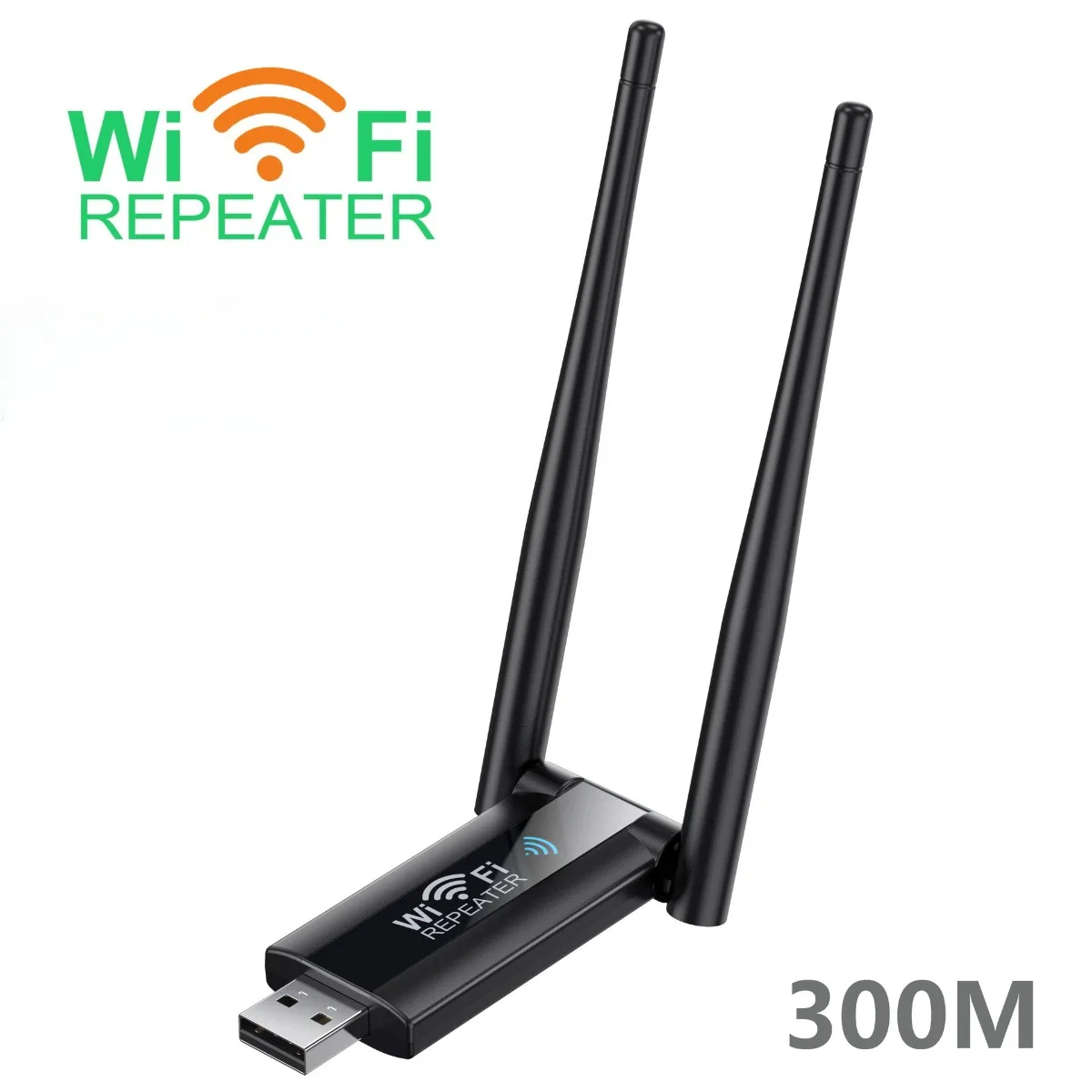 Repetidor WiFi USB inalámbrico de 2,4 GHz, 300Mbps, amplificador de señal WiFi, 4 antenas, enrutador Wi-Fi de largo alcance, red doméstica
