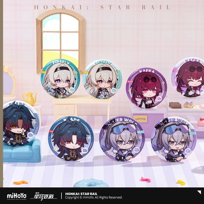 2pcs 58MM Honkai: Star Rail MiHoYO Offial Jimi's Reception Room Metal Badges Kafka  Dan Heng March 7th Brooch Backpack Lapel Pin