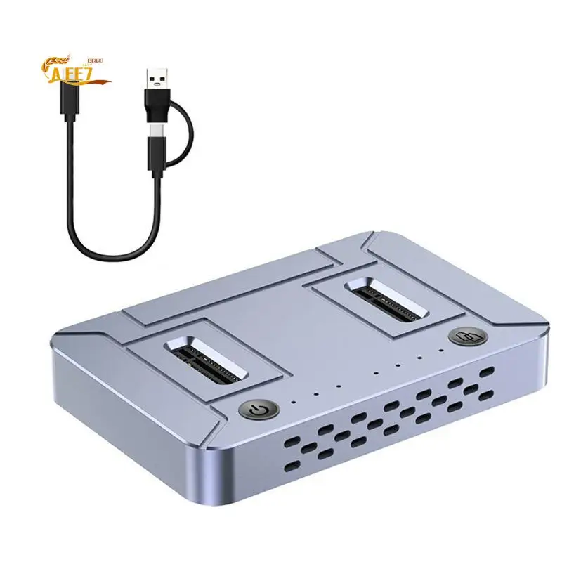 AEE7-Dual-Bay M.2 NVME NGFF SSD Clone Docking Station 20Gbps USB3.2 GEN2 Type C Offline Cloner Duplicator NVME PCIE Enclosure