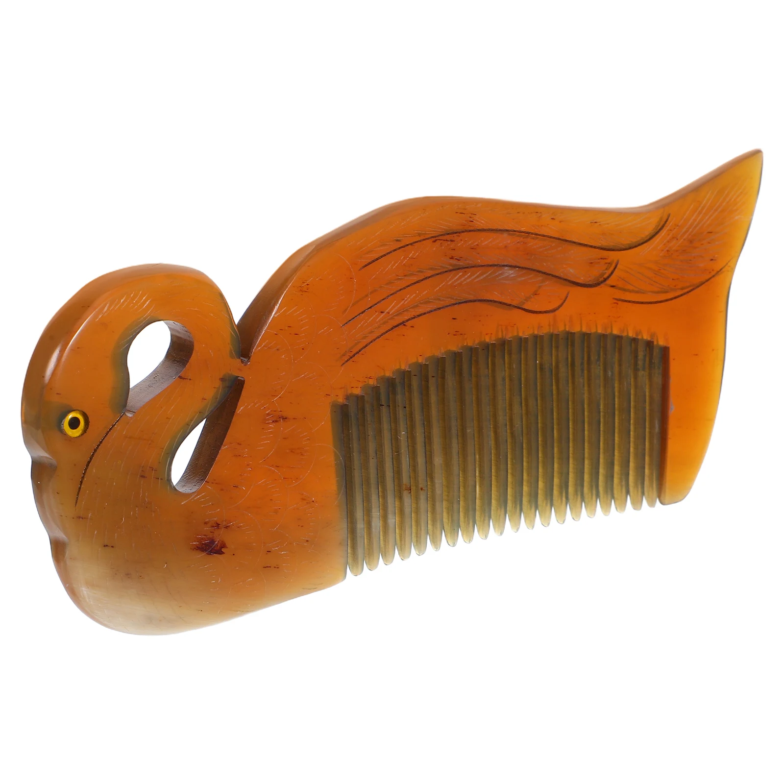 

1pc Natural Anti-static Swan Comb for Hair Smoothing Massage Loss Prevention Detangler Styling Horn Carved Ox Practical