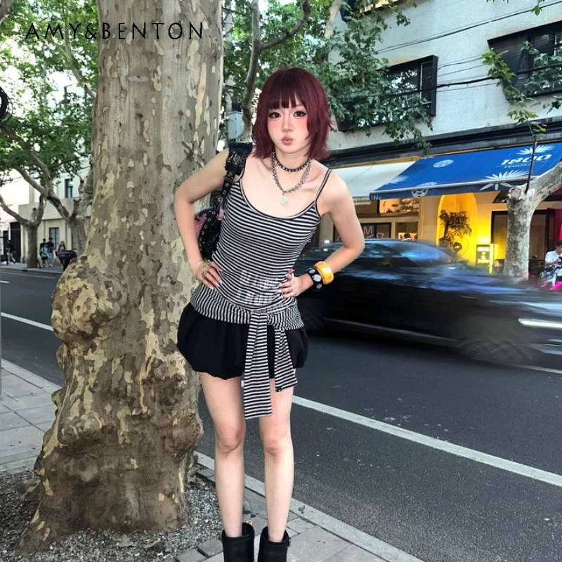 

Винтажный дизайн, полосатый принт со звездами и длинными рукавами, женский топ, оригинальный дизайн, стрейч средней длины, Y2K, женская футболка для горячих девушек