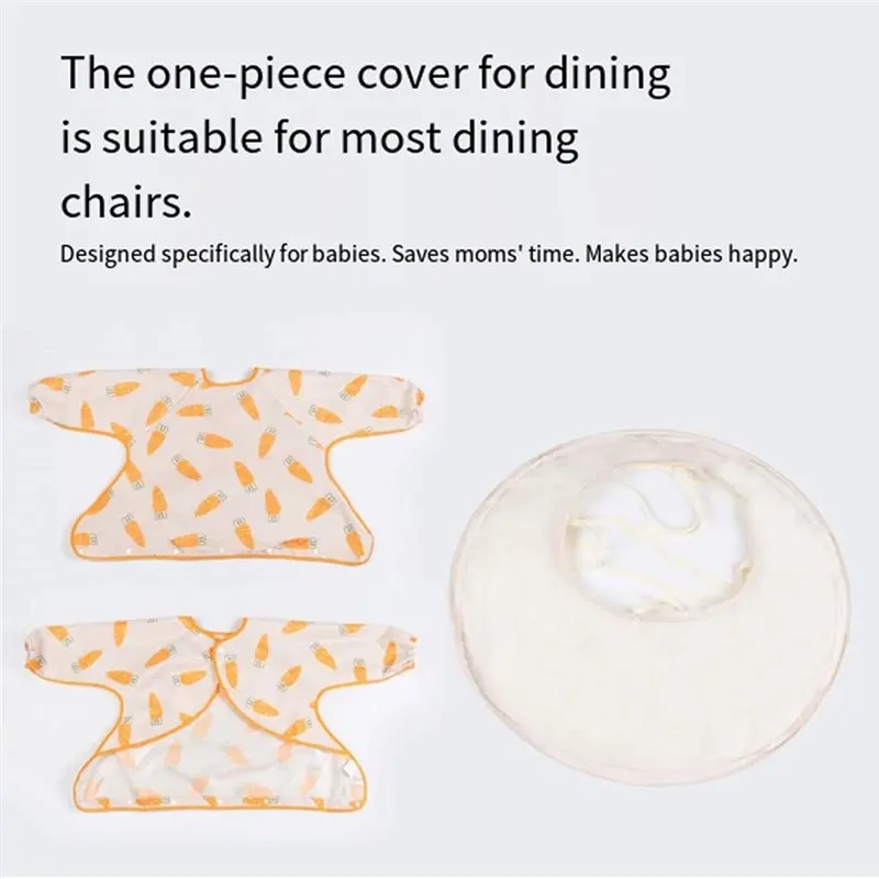 PZHI-Infant Feeding Table Cover For Chair Toddler Bib Mess Proof Long Sleeve Smock Attaches To Feeding Eating Table Mat B