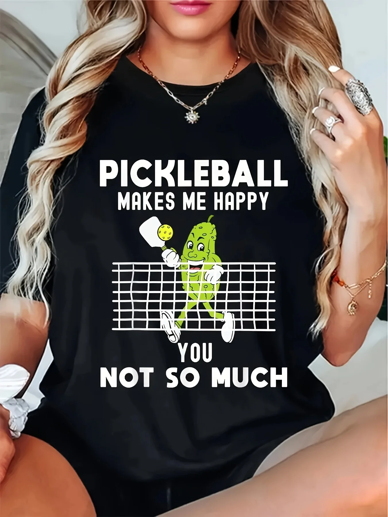 Women's Kimchi Ball Pattern T-Shirt - "Kimchi Ball Makes Me Happy" Fun Design. Crew Neck Short Sleeve Casual T-Shirt | |