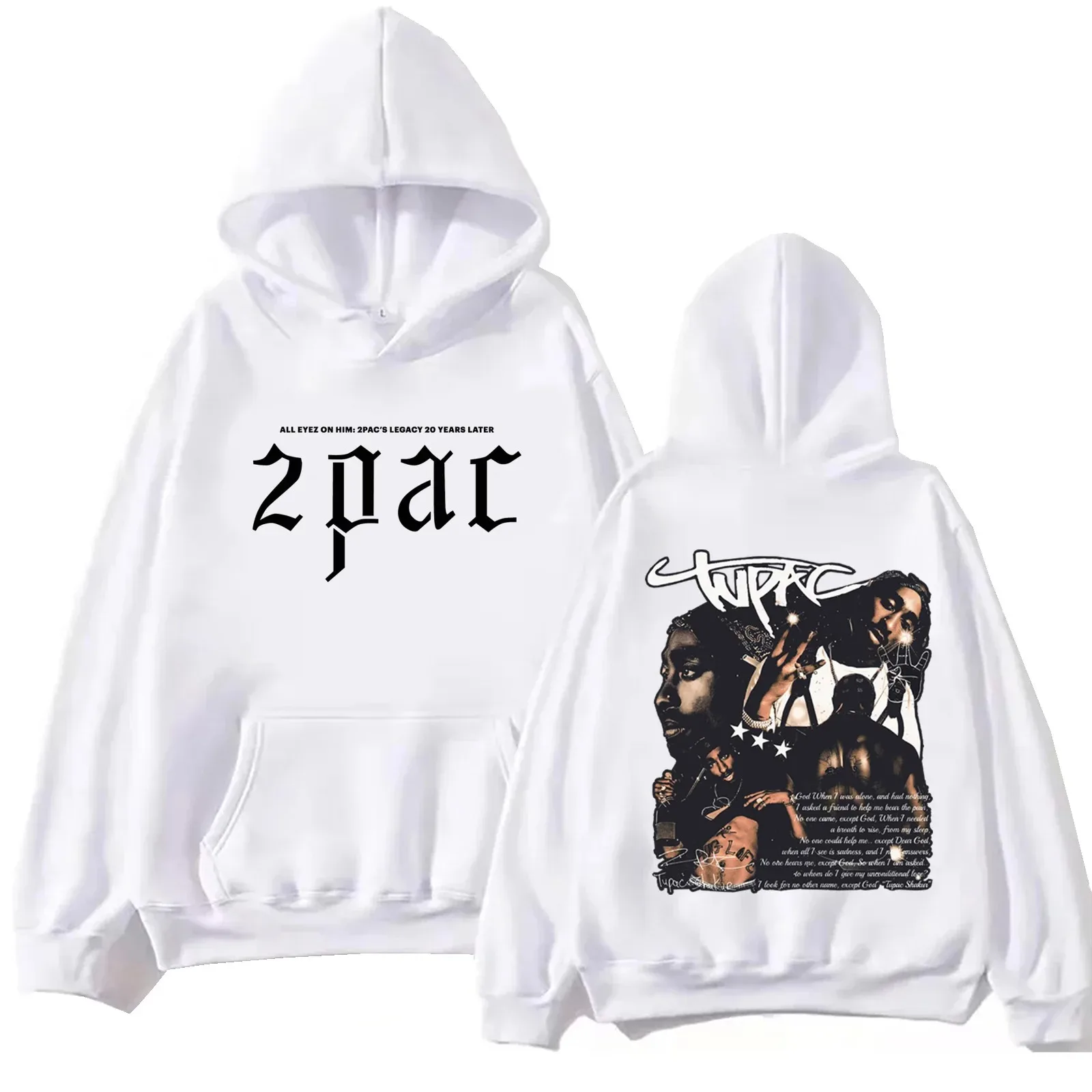 High Quality Cotton Tupac Shakur 2pac Hoodie Women and Men Harajuku Hip Hop Pullover Tops Popular Music Sweatshirt Fans Gift