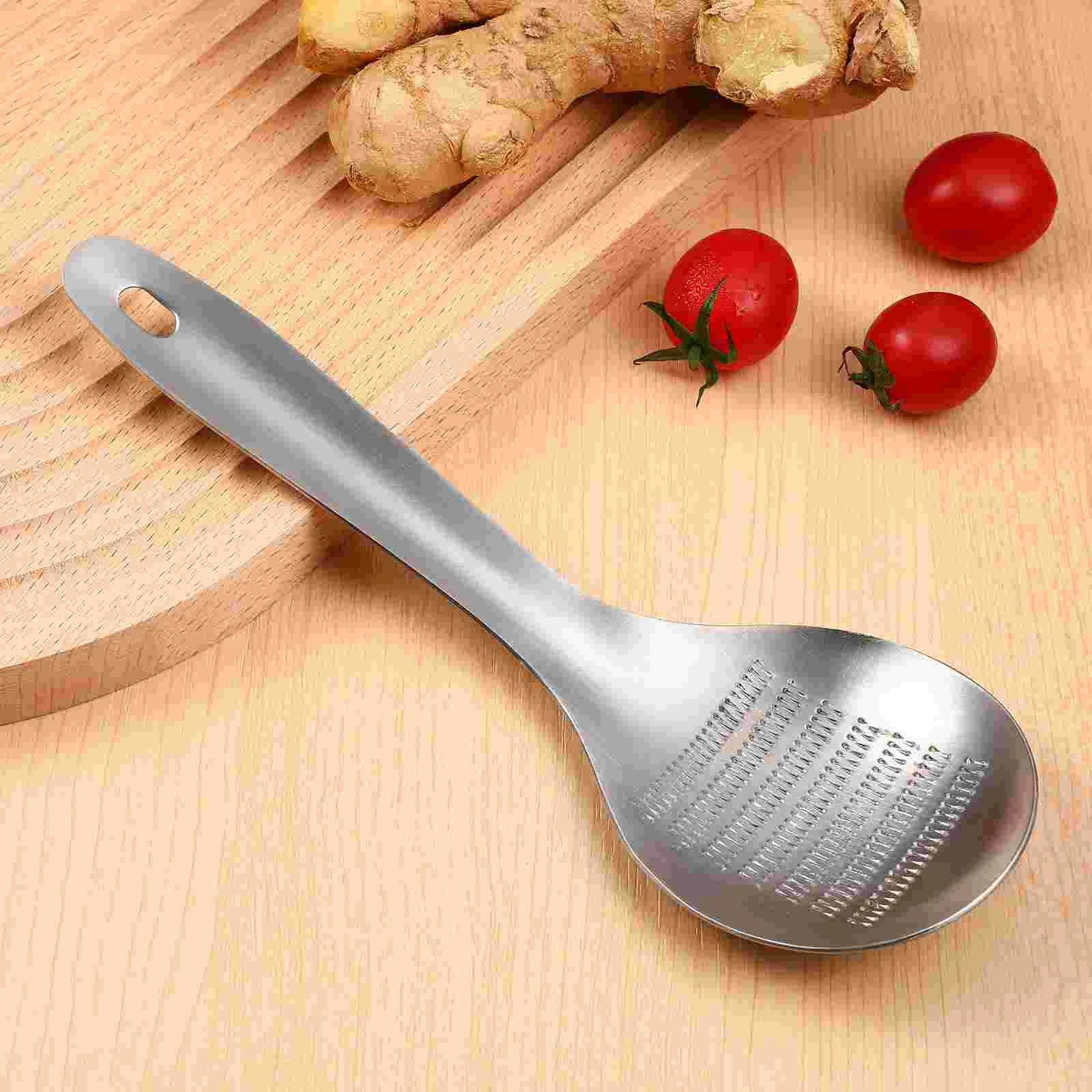 Stainless Steel Garlic Ginger Spoon Shaped Fruits Root Vegetable Grater Spoon Kitchen Tool kitchen garlic grater