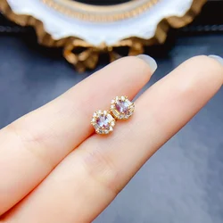 Oval Cut 3x4mm Alexandrite Stud Earrings 925 Sterling Silver June Birthstone Gemstone Mini Silver Earrings