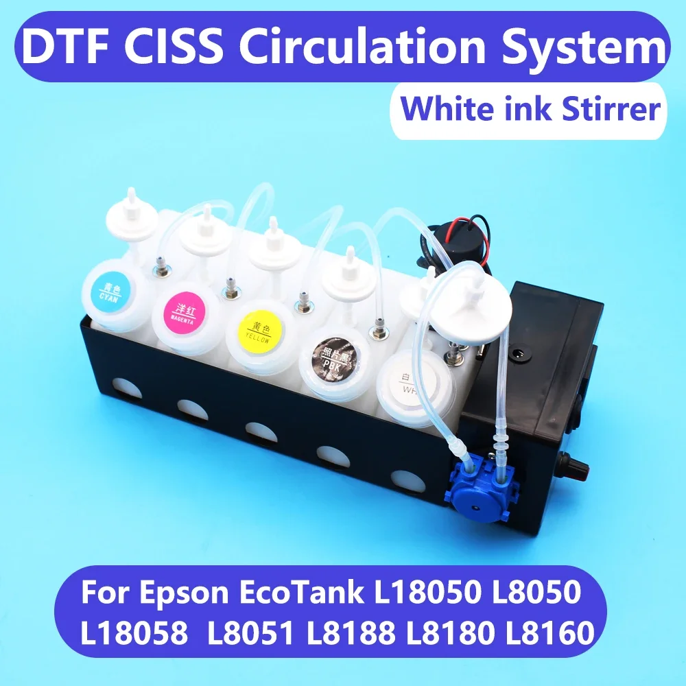 

L8050 L18050 DTF Ink Tank Circulation CISS Tank Kit For Epson L1800 L800 L805 XP 600 DTG Printer White Ink Mixer Timer Device