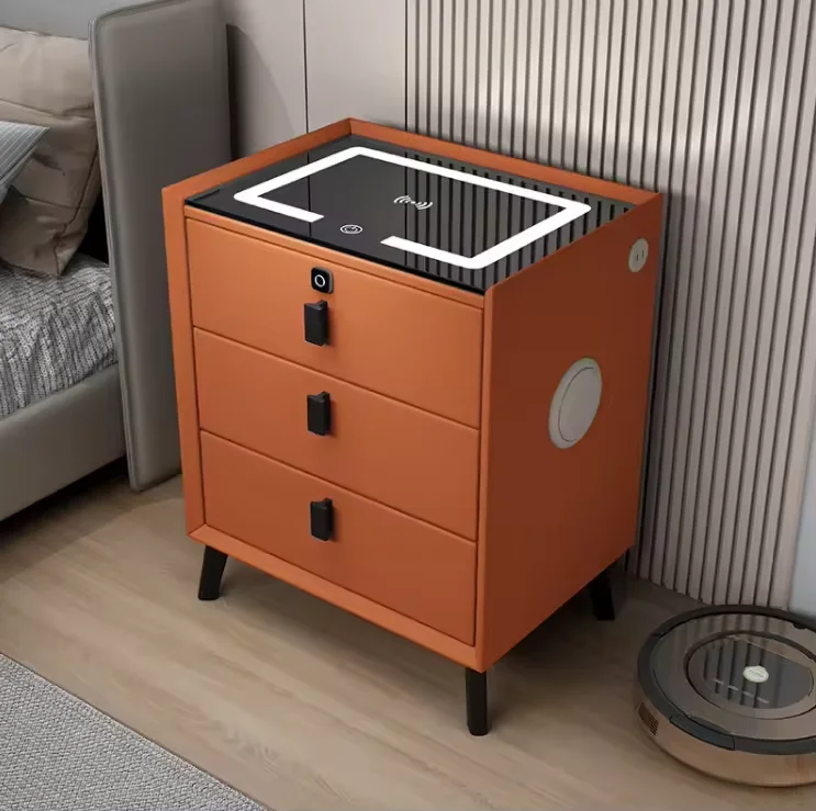 Modern Luxury Wooden Bedside Coffee Table with USB Wireless Charging for Bedroom or Home for Apartment Use