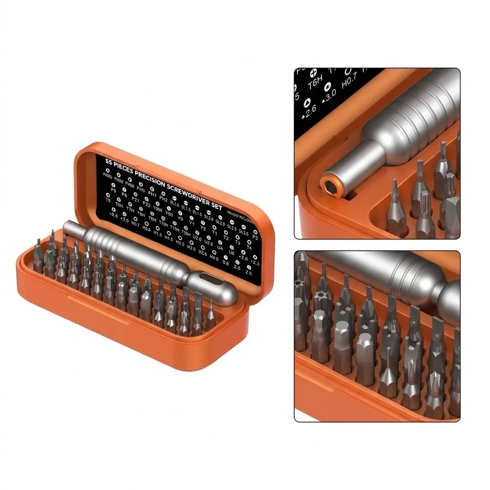 55 in 1 Magnetic Screwdriver Set with 55 Interchangeable Bits for Electronics Repair Aluminum Handle 5.1x3.47x11.2 cm