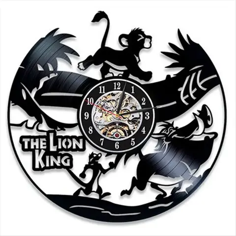 라이온 킹 심바 벽시계 축구 비닐 레코드 벽시계 만화 홈 장식 비닐 레코드 벽 예술 시계 침실 장식