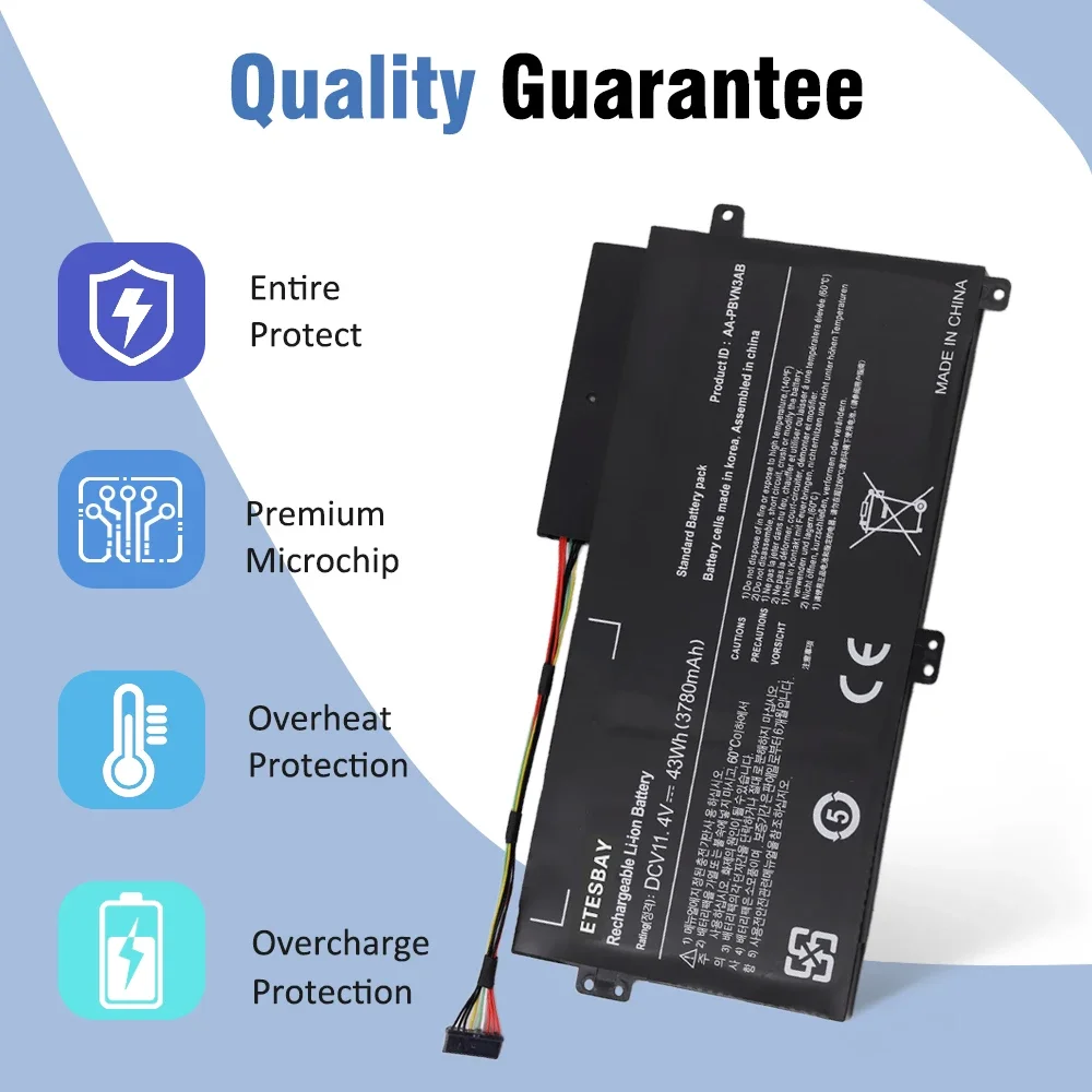 ETESBAY AA-PBVN3AB 43WH 11.4V Laptop Battery For NP370R4E NP370R5E NP370R5V NP450R4E NP450R5E NP450R4V NP450R5V