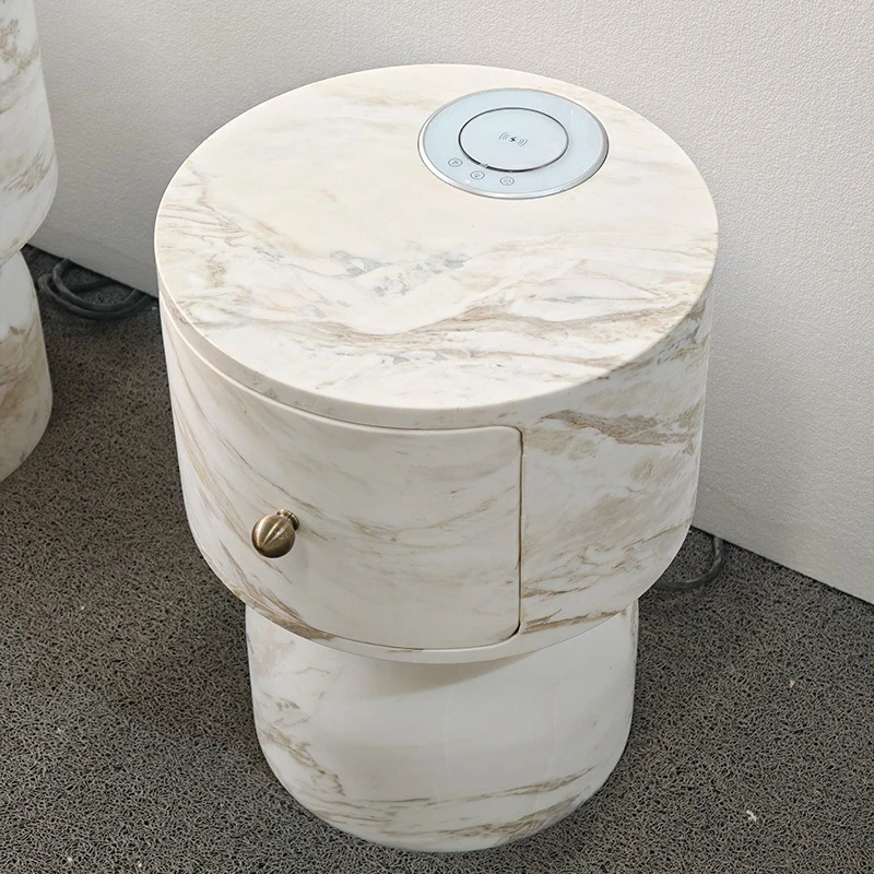 bedside table, natural marble, private furniture customization, low-key luxury texture side cabinet
