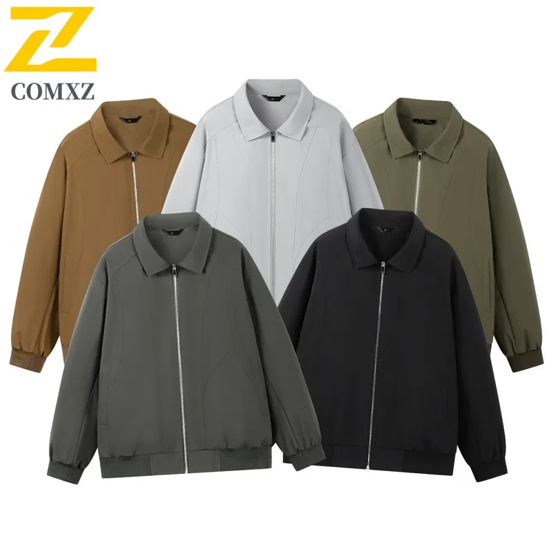 COMXZ Mens Jacket Turndown Collar Outdoor Take A Walk Wear Resistant Korean Style Trendy Windproof Autumn Motorcycle Jacket