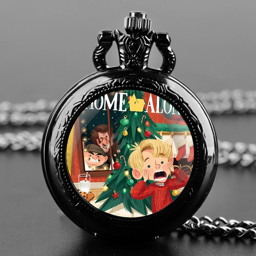 Creative Christmas Gift Glass Dome Quartz Pocket Watch With Durable Chain Arabic Numeral Dial Extraordinary Gifts for Kids