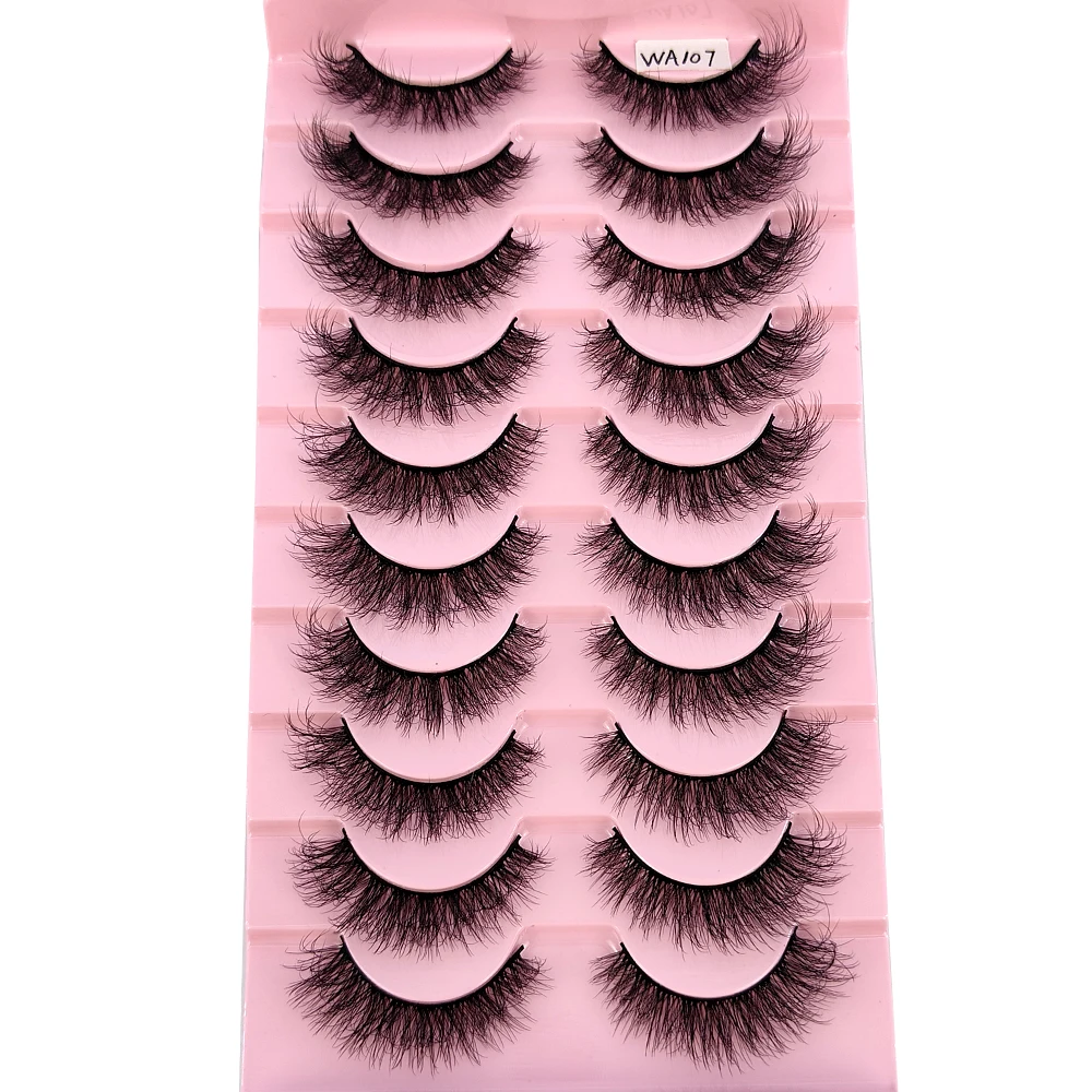 New 10Pairs 3D Faux Mink Hair False Eyelashes Natural Messy Eyelash Crisscross Wispy Fluffy Lashes Extension Big Eye Fake Lashes