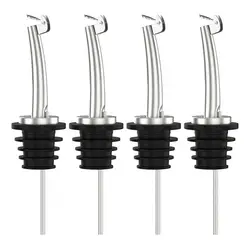 4Pcs Wine Pourer Stainless Steel Alcohol Liquor Oil Spouts Bottle Dispenser Wine Bottle Stopper with Cap Wine Accessories
